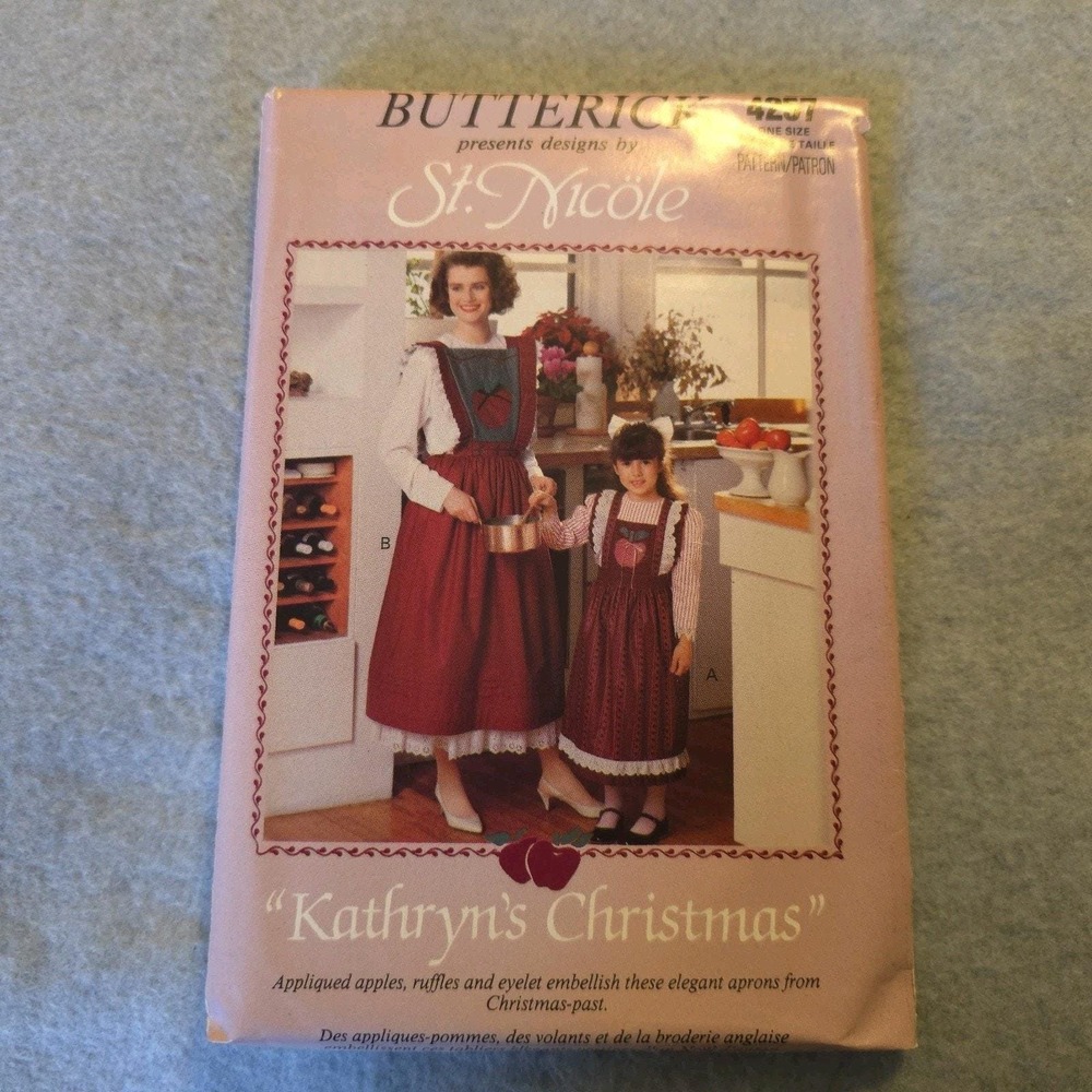 Vintage Butterick 4257 Kathryn's Christmas Apron Pattern St. Nicole Mother Daugh